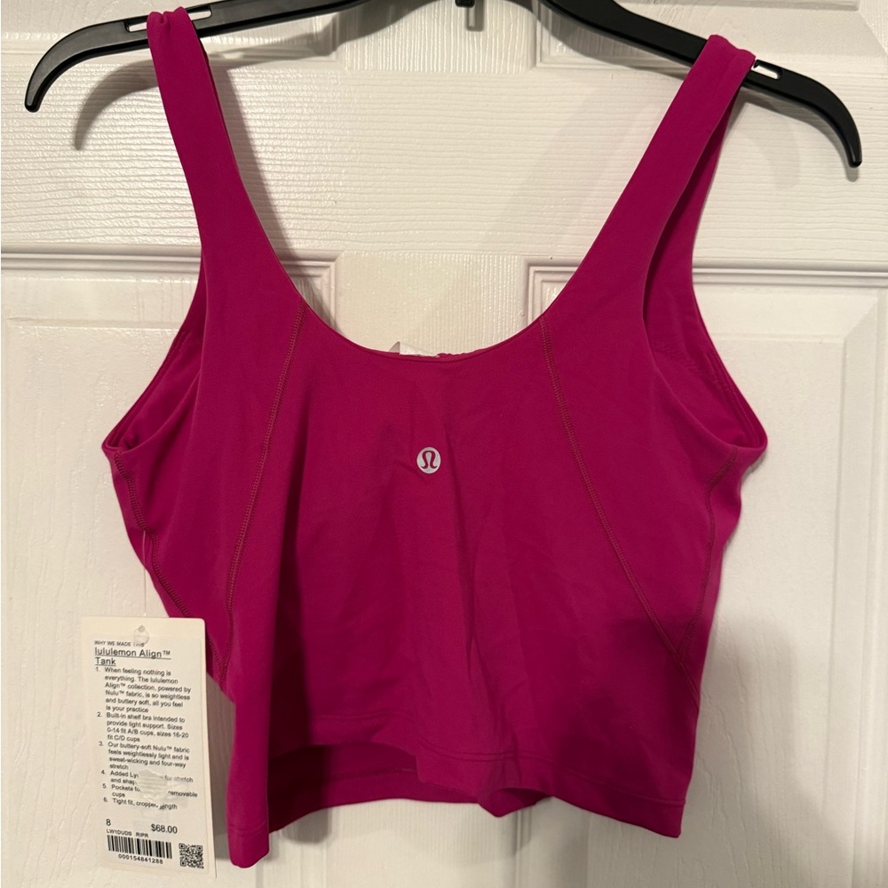 Lululemon Women’s Align Tank Top -Ripened Raspberry Color NWT. Size 8 - Picture 3 of 4